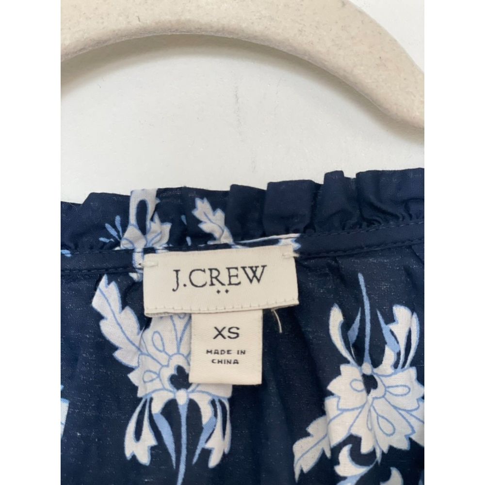 J. Crew Factory Navy Floral Long Sleeves Blouse Preppy top Size XS- Small A4 - Picture 5 of 11